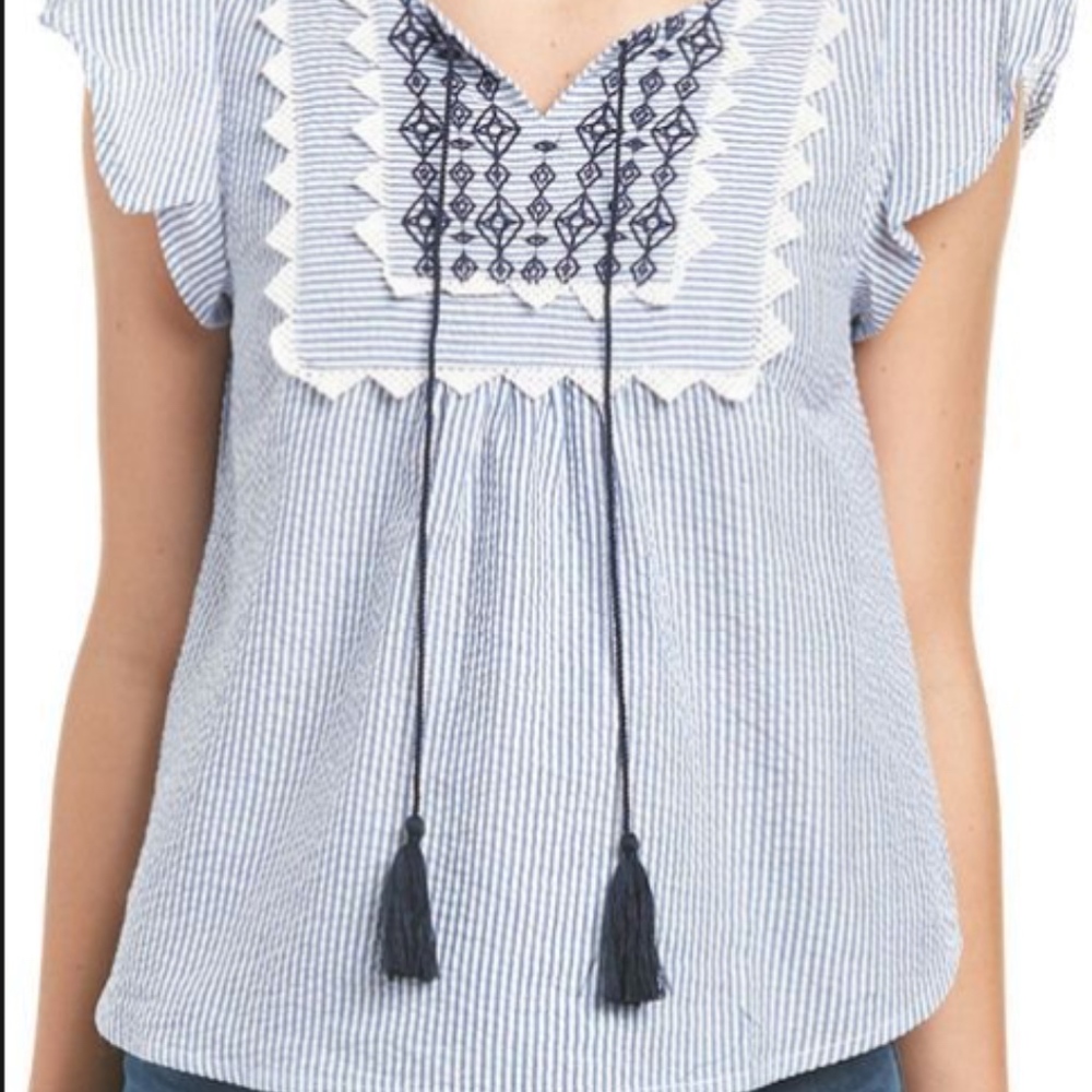 AliceBlue Seersucker bib top size small